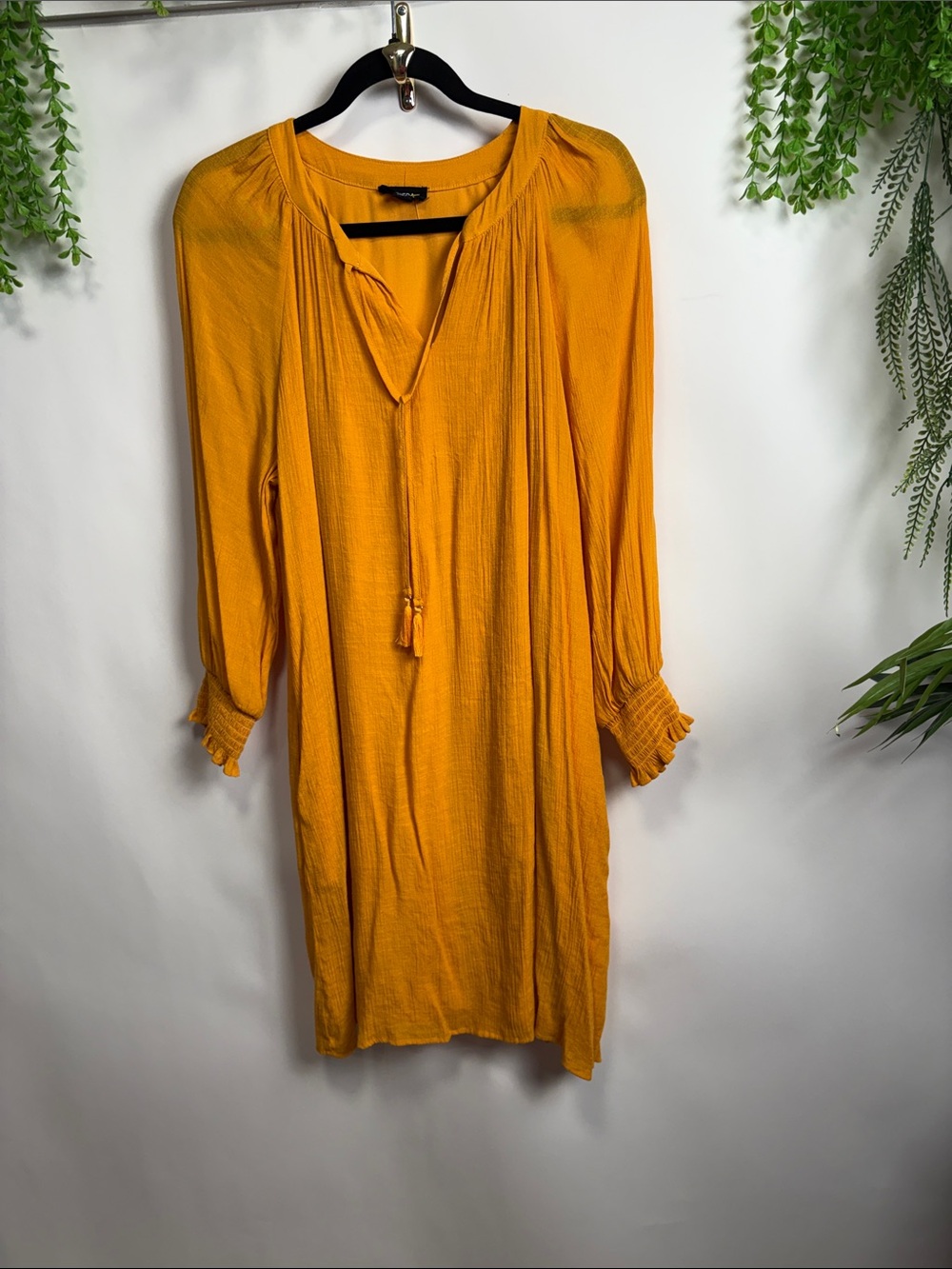 Tacera Mustard Yellow Midi Dress